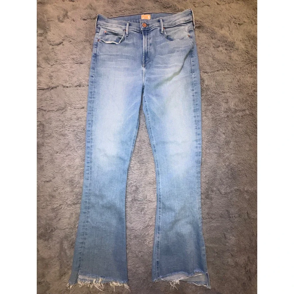 Mother Jeans Womens 32 The Runaway Step Fray California Cruiser Light Wash Flare